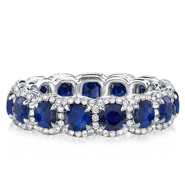 

Halo Created Sapphire Round Wedding Band, White