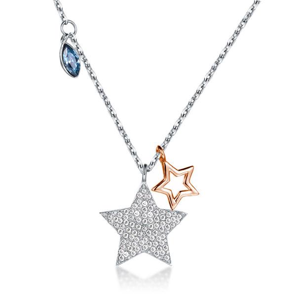 

Fashion Rose Gold Stars Design Pendant Beautiful Necklace, White