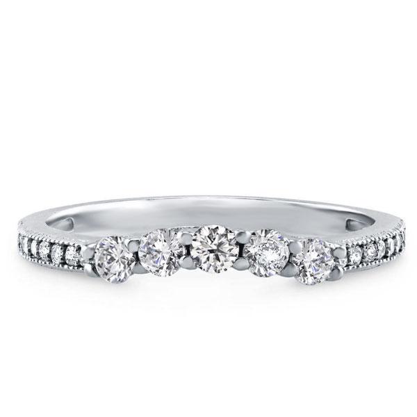 

Italo Five Stone Created White Sapphire Wedding Band