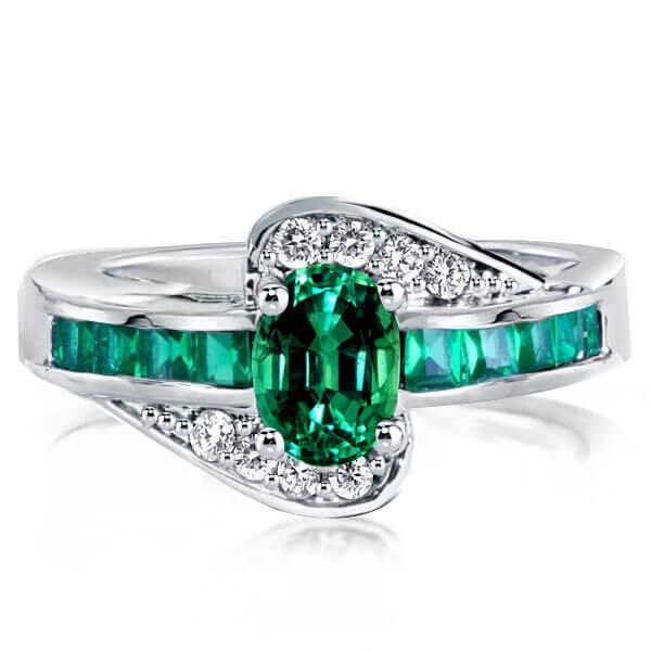 Bypass Engagement Ring,Italo Bypass Created Emerald Engagement Ring