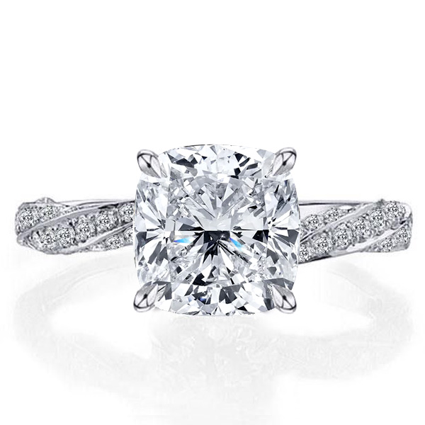 

Italo Cushion Cut Twist Shank Created White Sapphire Engagement Ring