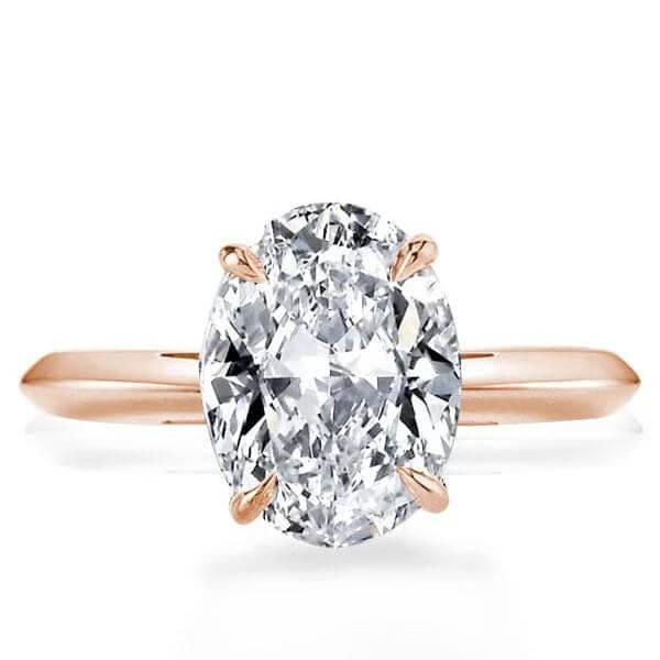 

Rose Gold Oval Solitaire Engagement Ring, White