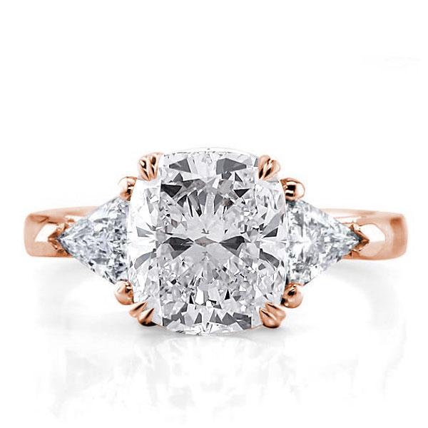 Engagement Ring Sets | Rose Gold Three Stone Cushion Created White ...