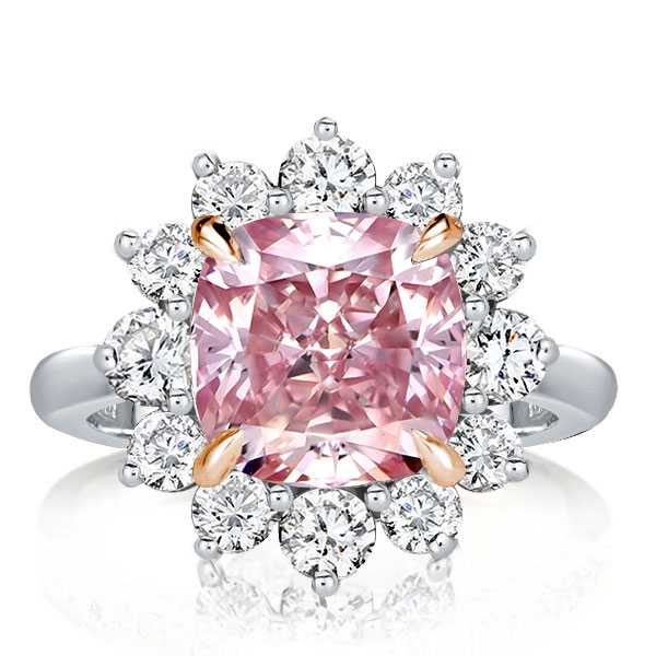 

Two Tone Pink Cushion Cut Engagement Ring, White