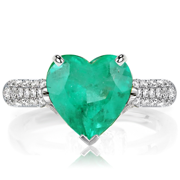 

Italo Heart Cut Emerald Color Micro Pave Engagement Ring For Women, White