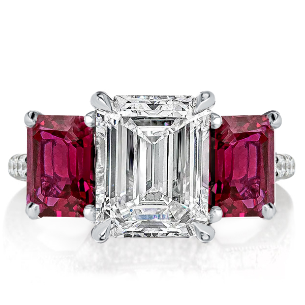 

Italo Three Stone White & Ruby Sapphire Engagement Ring