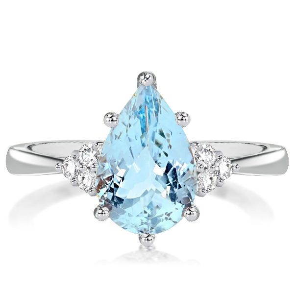

Italo Pear Cut Aquamarine Engagement Ring Promise Ring, White