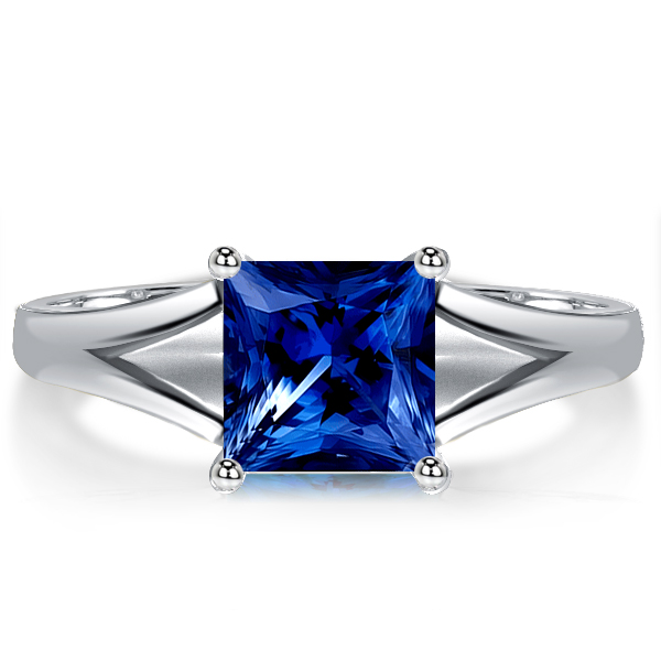 

Italo Blue Sapphire Princess Cut Jessica Ring Engagement Ring, White