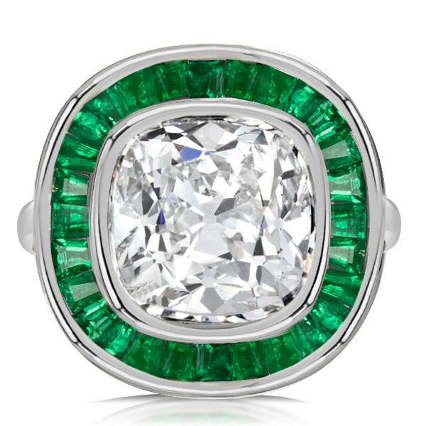 

Italo Emerald Sapphire Halo White Cushion Engagement Ring