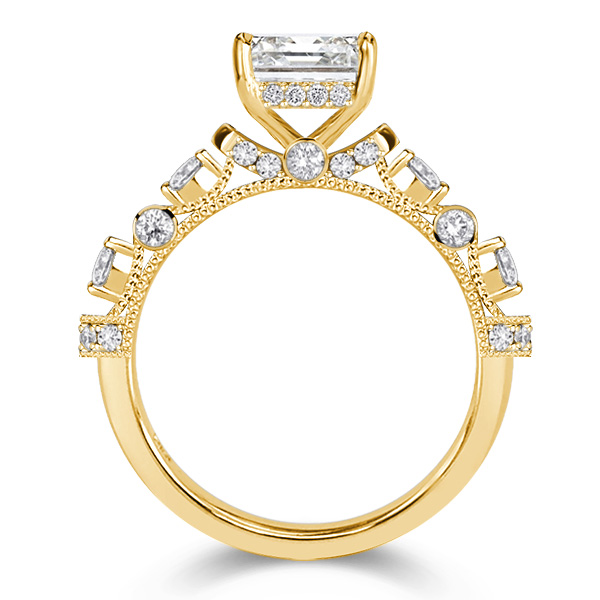 

Italo Emerald Cut Hidden Halo Engagement Ring For Women, White