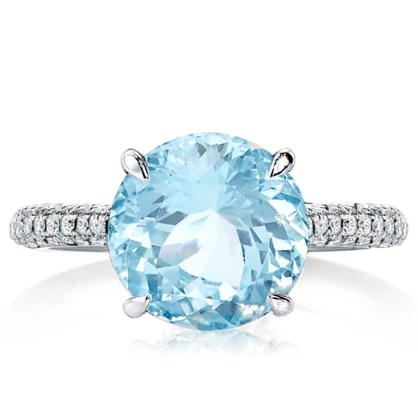 

Italo Aquamarine Ring Hidden Halo Engagement Ring For Women, White