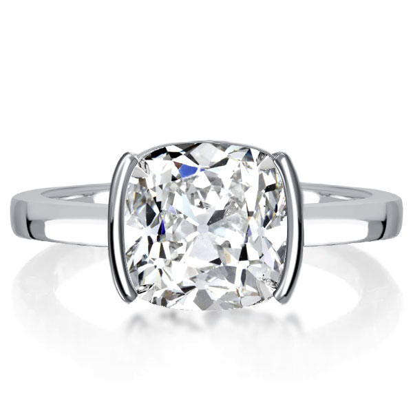 

Italo Half-Bezel Cushion Cut Engagement Ring Solitaire, White