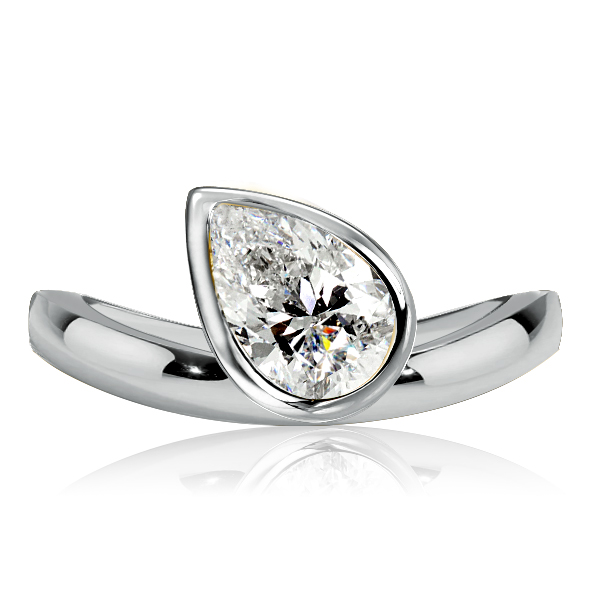 

Italo Bezel Setting Pear Cut Solitaire Engagement Ring, White