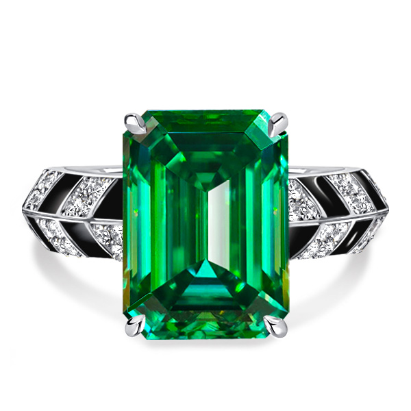 

Italo Unique Emerald Green Engagement Ring For Women, White