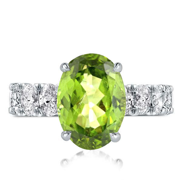 

Italo Hidden Halo Peridot Oval Cut Engagement Ring, White