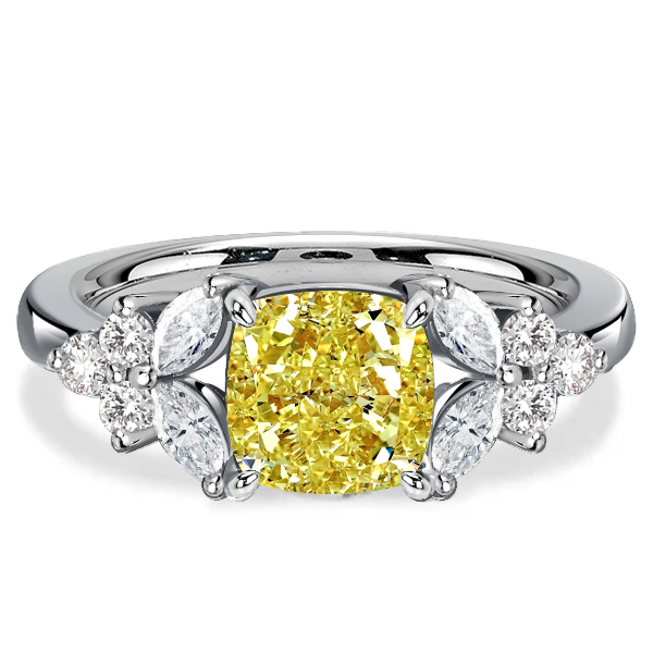 

Italo Unique Yellow Topaz Cushion Cut Engagement Ring, White