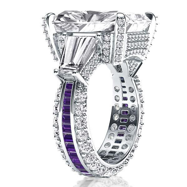 

Italo Unique Radiant Cut Amethyst Ring Wedding Rings For Women, White