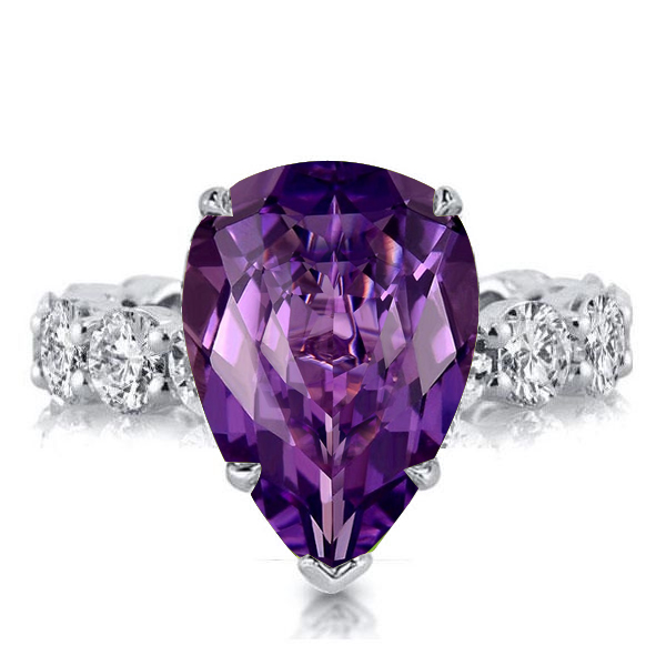 

Italo Amethyst Pear Shaped Engagement Ring Wedding Rings, White