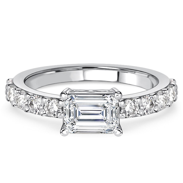 

Italo Emerald Cut East West Wedding Rings For Women, White