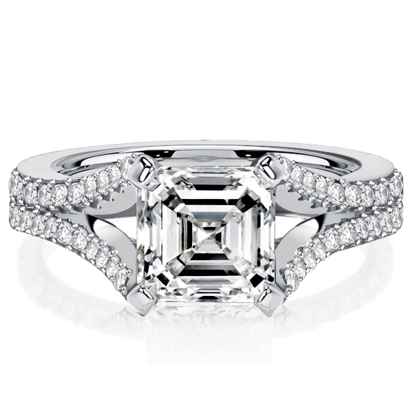 

Italo Split Shank Asscher Cut Engagement Ring, White