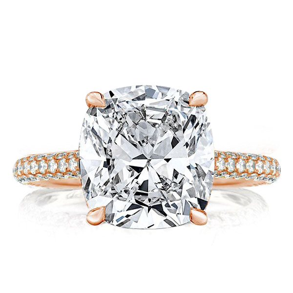 

Italo Rose Gold Micro Pave Cushion Cut Engagement Ring, White