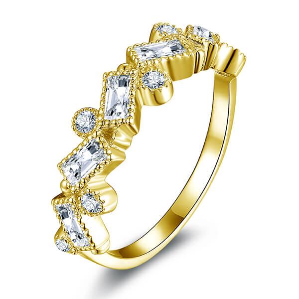 

Italo Zigzag Yellow Gold Created White Sapphire Wedding Band