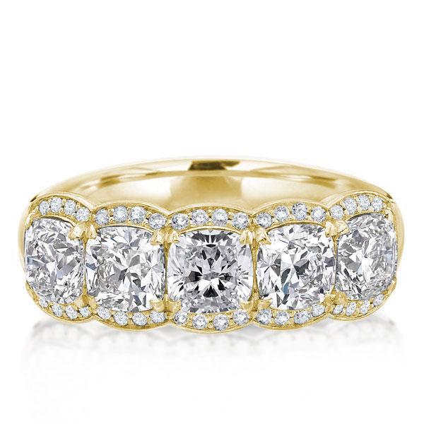 

Italo Golden Halo Cushion Created White Sapphire Wedding Band