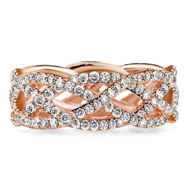 

Cross Design Rose Gold Wedding Band, White