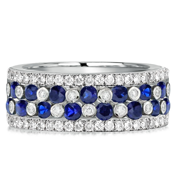 

Italo Blue & White Round Half Eternity Wedding Band For Women