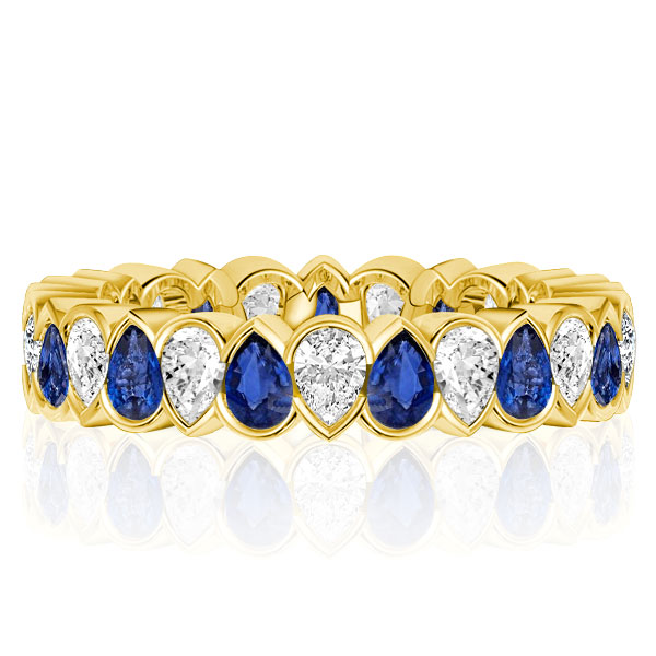 

Alternating Blue & White Pear Eternity Wedding Band For Women