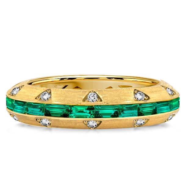 

Italo Golden Baguette Emerald Eternity Band Green Emerald Ring, White