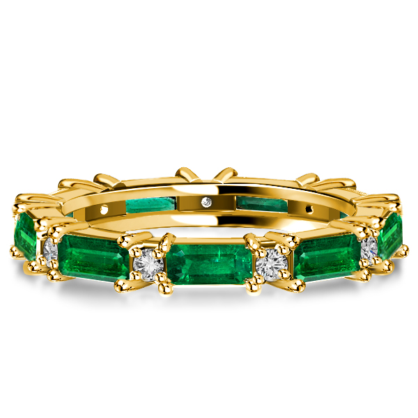 

Italo Golden Emerald Green Eternity Wedding Band Stackable Ring, White