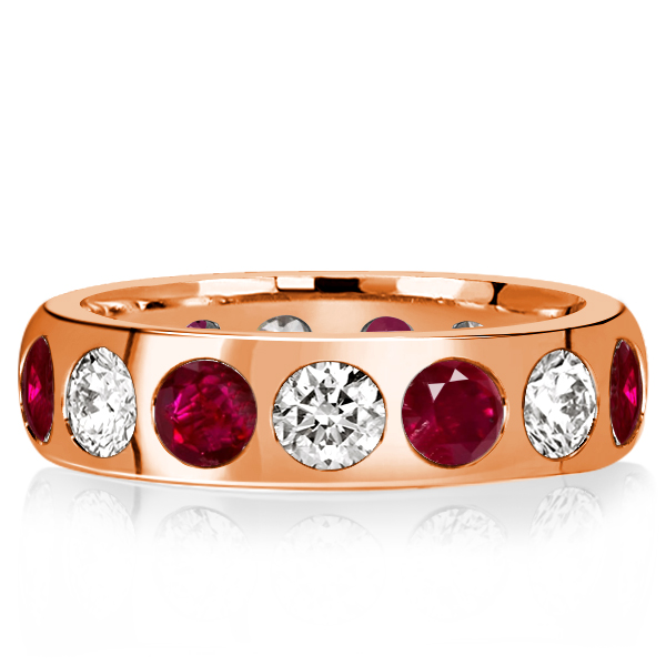 

Italo Flush Setting White & Ruby Eternity Wedding Band