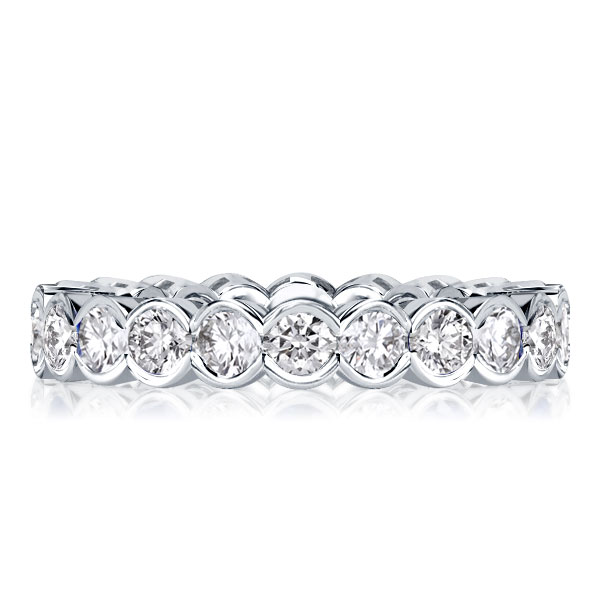 

Italo Bezel Setting Round Cut Eternity Wedding Band For Women, White