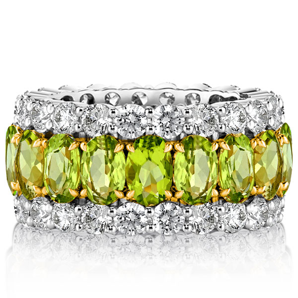 

Italo Peridot Oval Cut Wedding Band Sterling Silver Rings, White