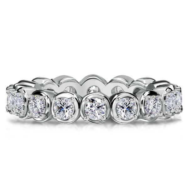 

Italo Single Stone Round Cut Eternity Band For Women, White