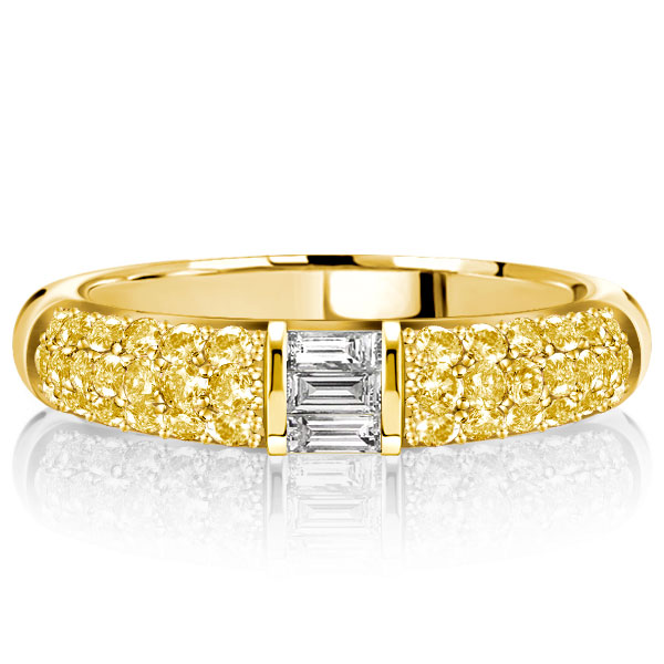 

Italo Micro Pave Baguette Yellow Topaz Half Eternity Wedding Band, White