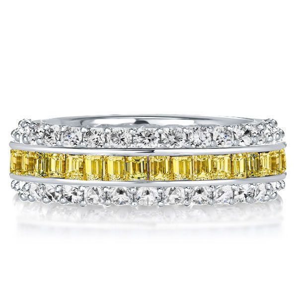 

Italo Triple Row Channel Yellow Topaz Eternity Wedding Band, White