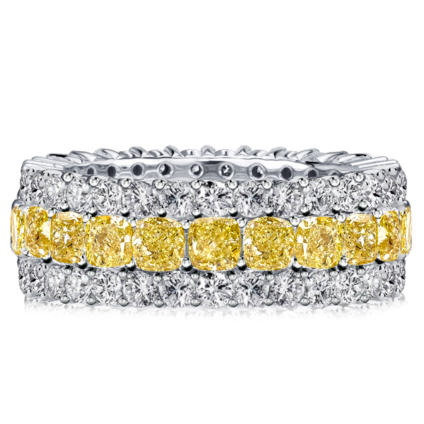 

Italo Eternity Cushion Cut Yellow Topaz Wedding Band For Women, White