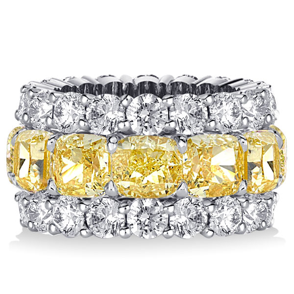 

Italo Yellow Topaz Eternity Cushion Cut Eternity Band, White