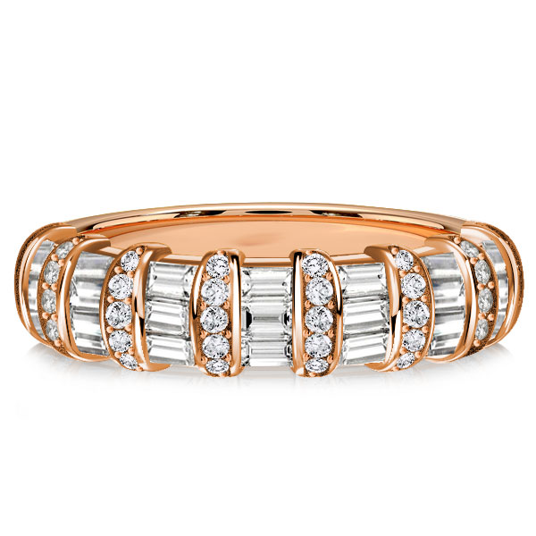 

Italo Channel Set Baguette Cut Half Eternity Band Anniversary Ring, White