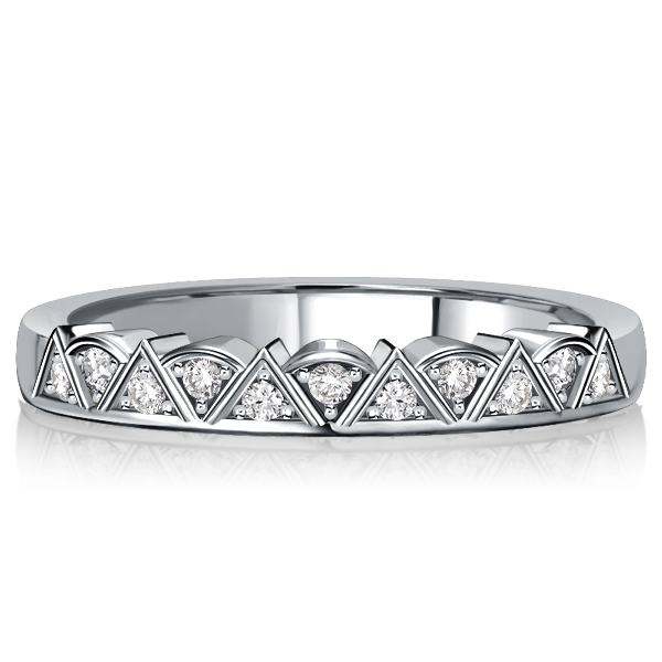 

Italo Triangle Round Cut Half Eternity Wedding Band Wedding Rings, White