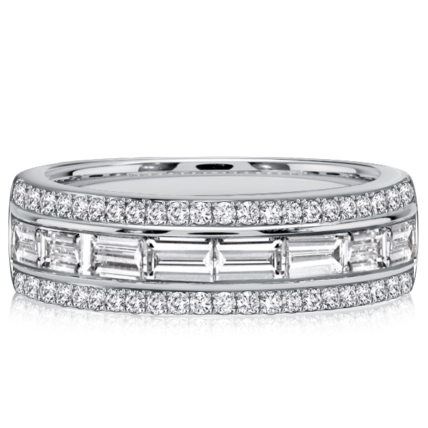 

Italo Channel Set Emerald Cut Half Eternity Wedding Band, White