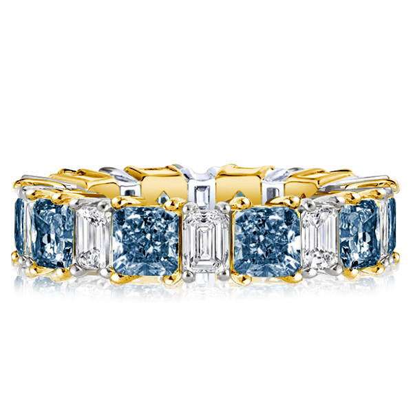 

Italo Princess Cut White & Blue Topaz Eternity Wedding Band