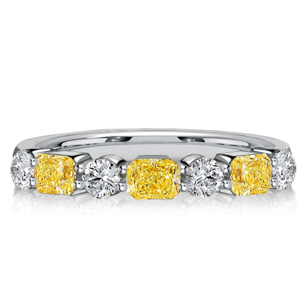 

Italo Golden Yellow Topaz Radiant Cut Half Eternity Band, White