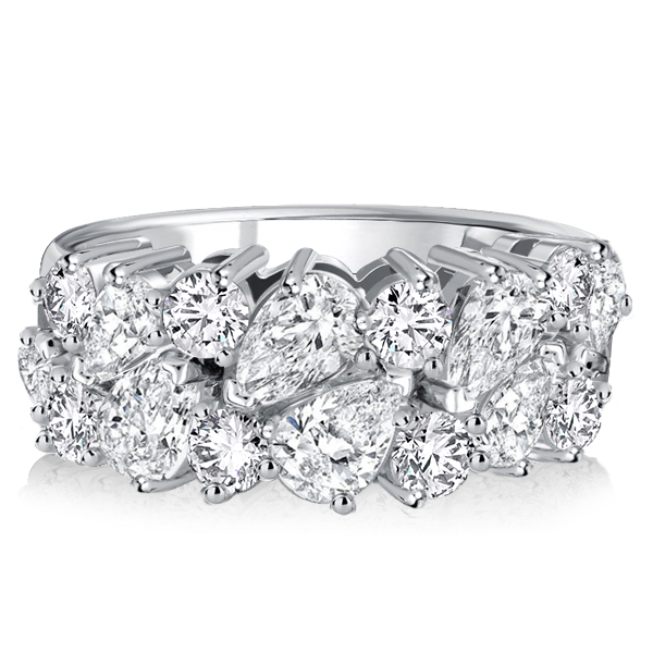 

Italo Round & Pear Shaped Half Eternity Band Anniversary, White