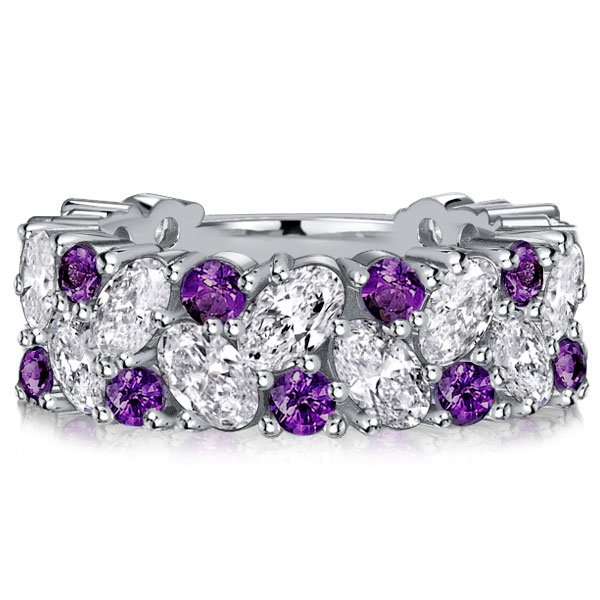 

Italo Oval Cut Amethyst Wedding Band Cluster Anniversary Rings, White