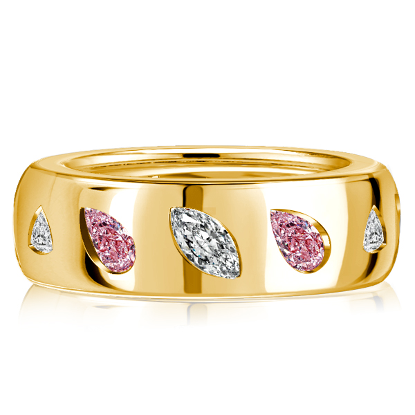 

Italo Flush Setting Pink Stone Pear Shaped Eternity Band, White