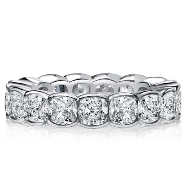 

Italo Bezel Setting Cushion Cut Eternity Wedding Band, White