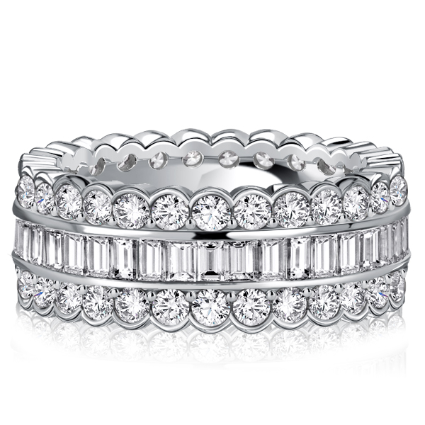 

Italo Channel-set Round Cut Baguette Eternity Multi Row Band, White